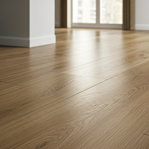 Detailed view of oak wood parquet plank being precisely laid with high alignment